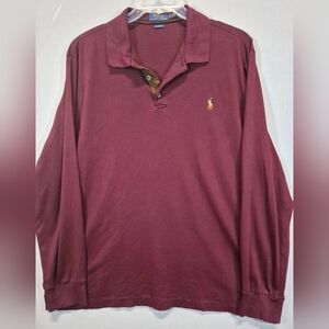 Polo Ralph Lauren Men’s XL Classic Fit Burgundy Long Sleeve Polo Shirt Pony Logo